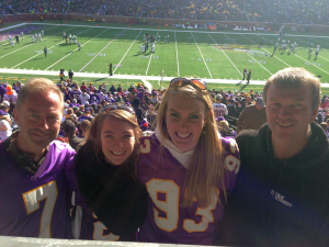 At the game with (L to R) my daughter Amy, her friend Jessica, and Jessica's dad Kevin