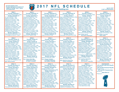 One Page 2017 NFL Schedule