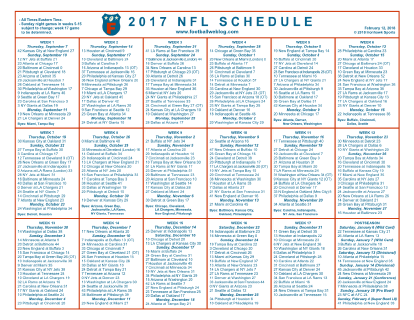 nfl schedule one page