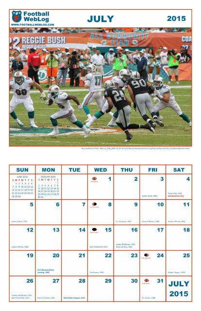 July 2015 NFL Calendar