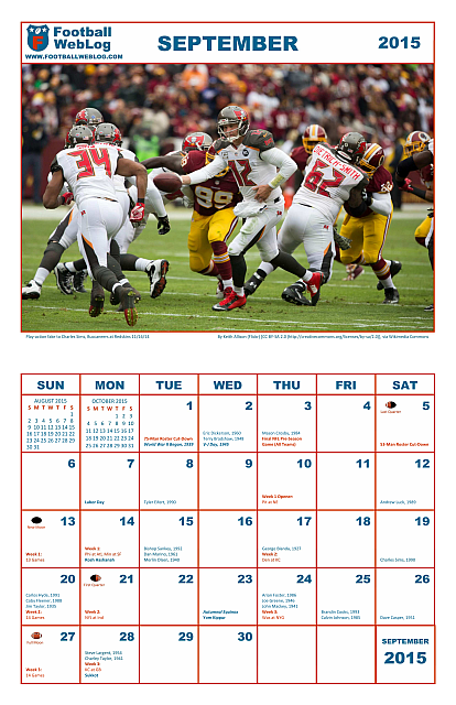 September 2015 NFL Calendar