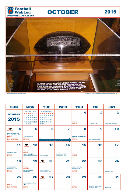 October 2015 NFL Calendar