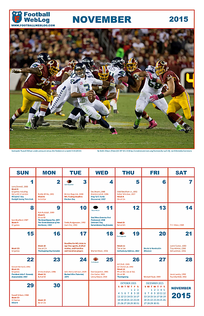 November 2015 NFL Calendar