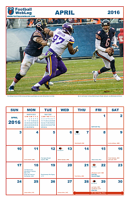 April 2016 Football Calendar