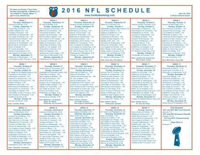 One Page 2016 NFL Schedule