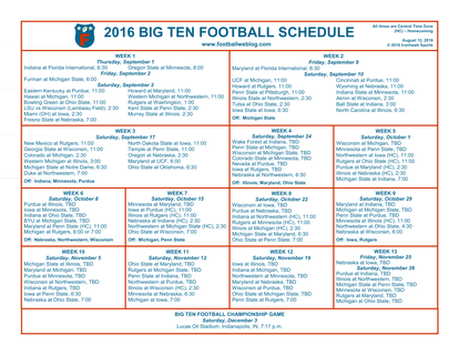 One Page 2016 Big Ten Football Schedule