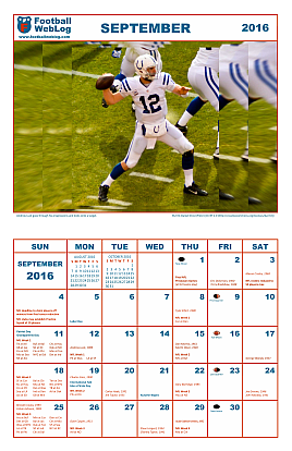 September 2016 Football Calendar