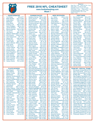 Free Fantasy Football Cheatsheet Week 7 2016