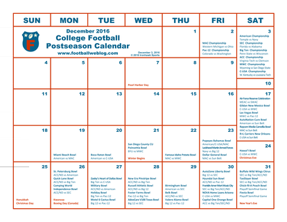 2016-17 College Football Postseason Calendar