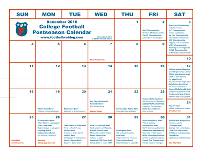 2016-17 College Football Postseason Calendar (Updated)