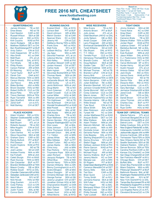 Free Fantasy Football Cheatsheet Week 14 2016