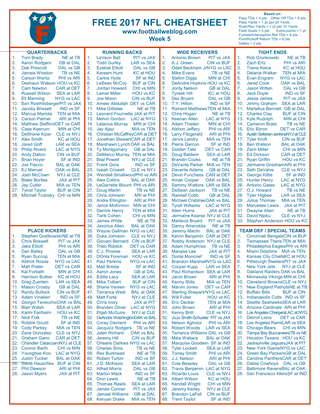 Free Fantasy Football Cheatsheet Week 5 2017