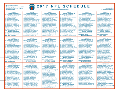 2017 One Page NFL Schedule Updated With Wild Card Round Scores