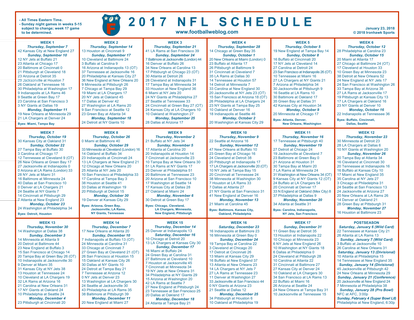 2017 One Page NFL Schedule Updated With Conference Championships Scores