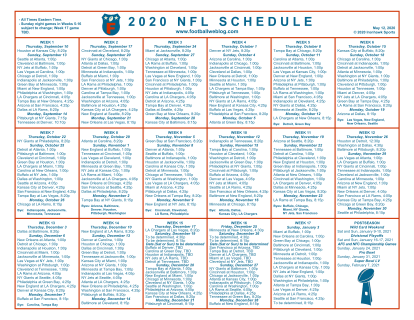 One Page 2020 NFL Schedule