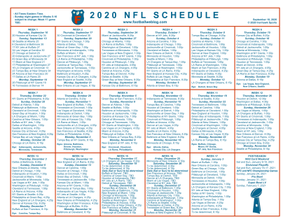 NFL Week 4, Week 7, and Week 8 Schedule Changes