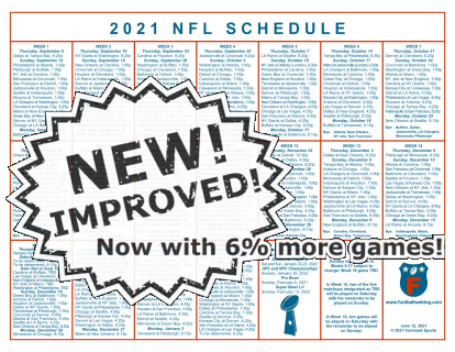 One Page 2021 NFL Schedule