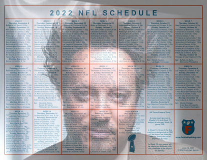 One Page 2022 NFL Schedule